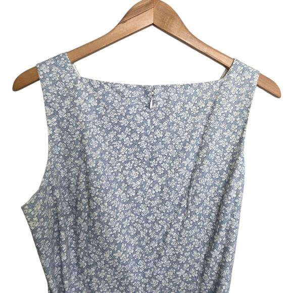 Vintage Casual Corner Women's SZ 8 Blue Floral Lined Sleeveless Fitted Dress - Picture 2 of 11